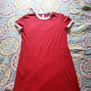 Amer Apparel Womens Ringer Tee Dress Red/White L